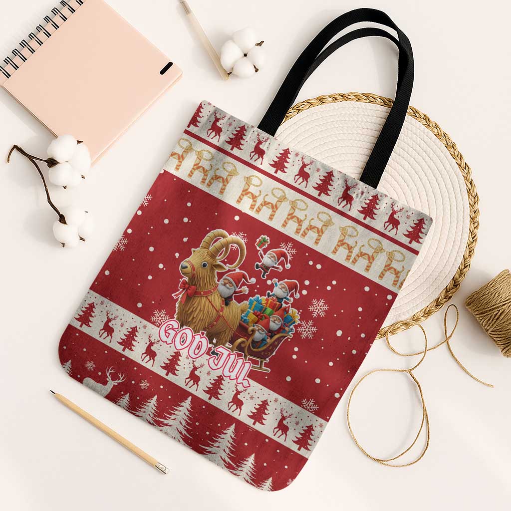 Sweden Christmas Tote Bag God Jul Nordic Julbock - Wonder Print Shop