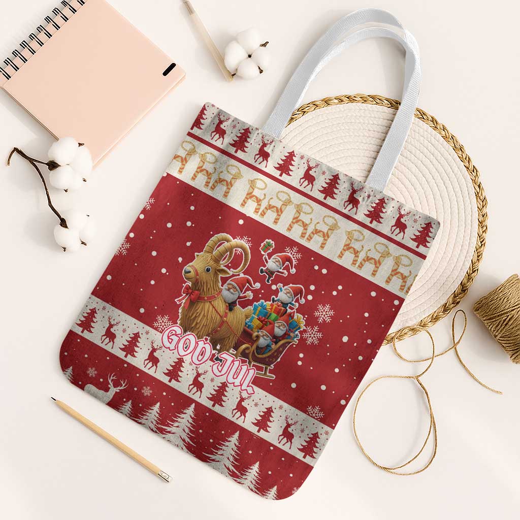 Sweden Christmas Tote Bag God Jul Nordic Julbock - Wonder Print Shop
