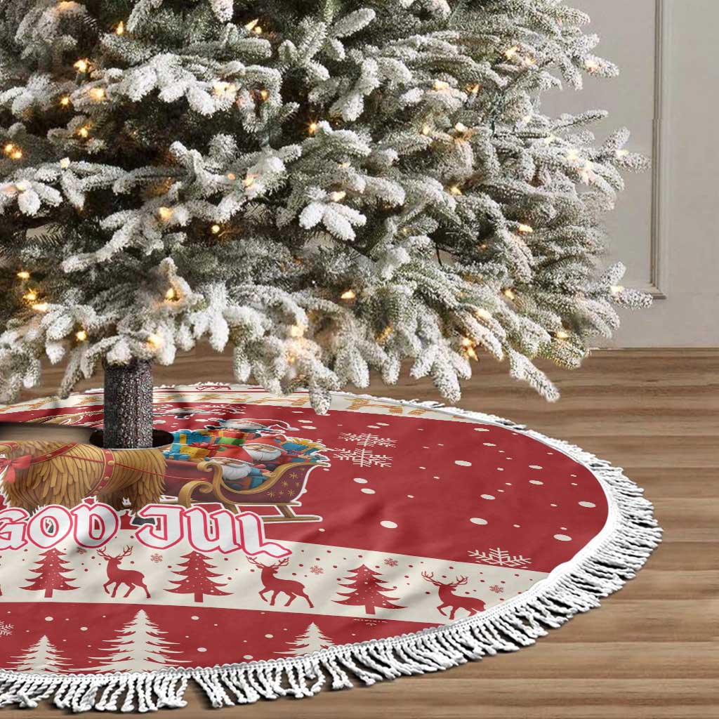 Sweden Christmas Tree Skirt God Jul Nordic Julbock - Wonder Print Shop