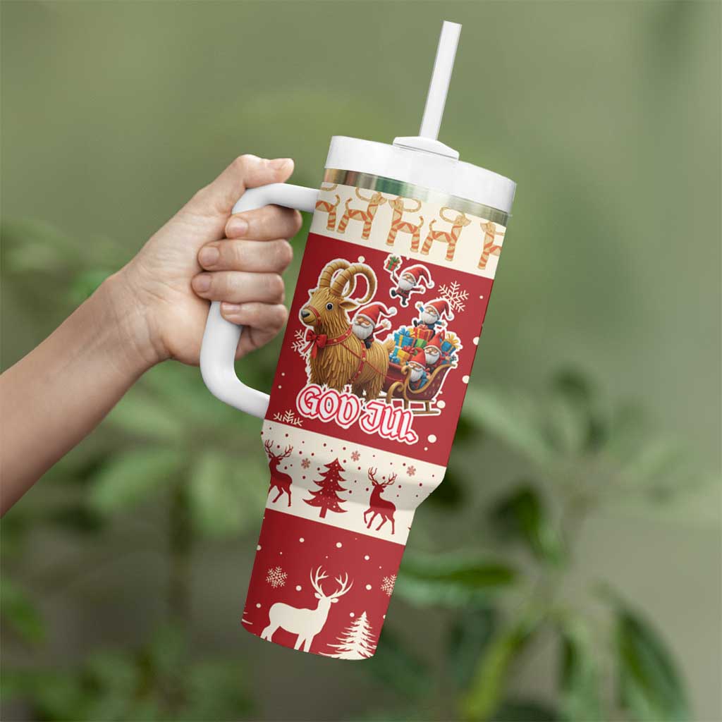 Sweden Christmas Tumbler With Handle God Jul Nordic Julbock - Wonder Print Shop