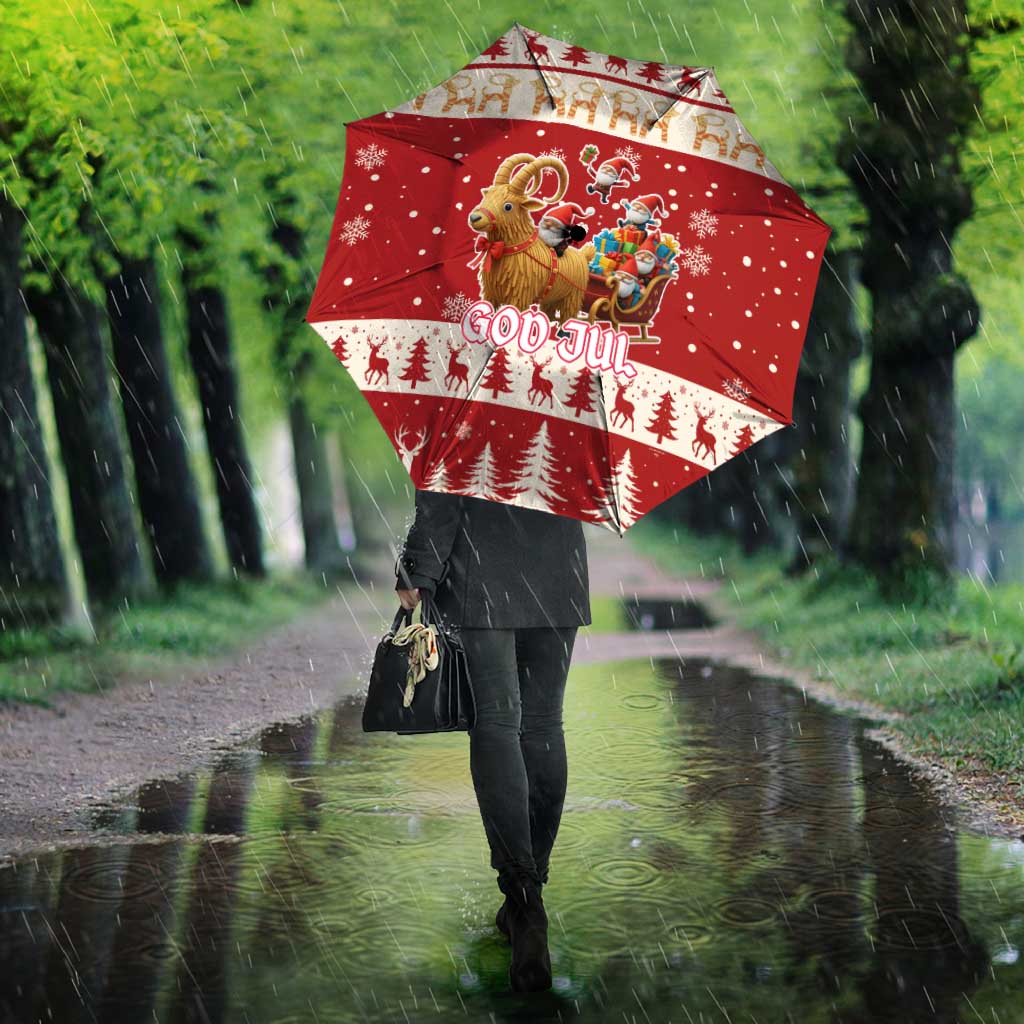 Sweden Christmas Umbrella God Jul Nordic Julbock - Wonder Print Shop