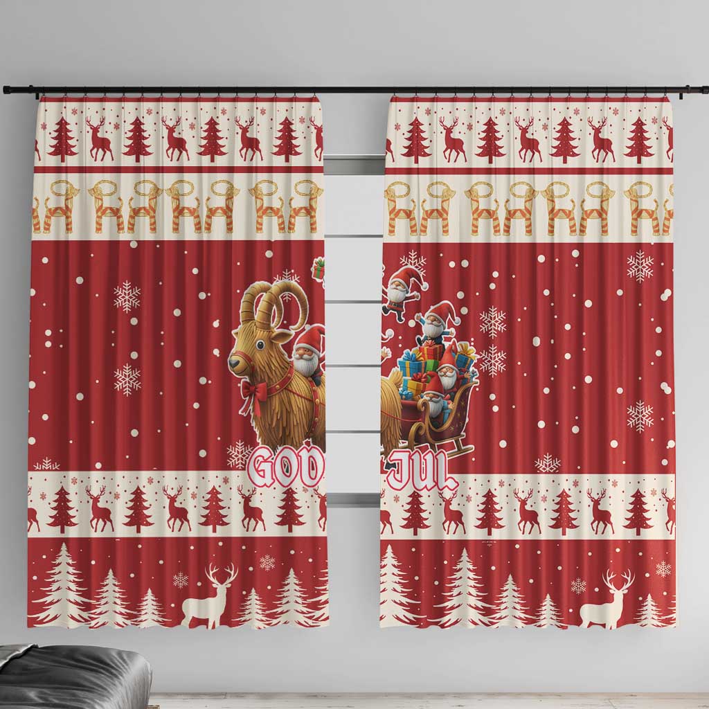 Sweden Christmas Window Curtain God Jul Nordic Julbock - Wonder Print Shop
