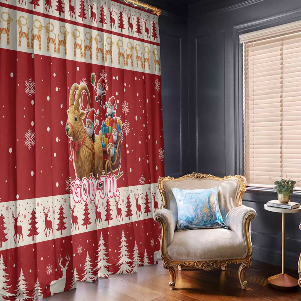 Sweden Christmas Window Curtain God Jul Nordic Julbock - Wonder Print Shop