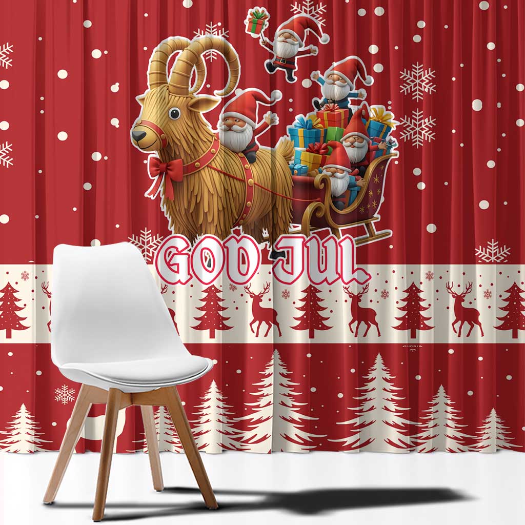 Sweden Christmas Window Curtain God Jul Nordic Julbock - Wonder Print Shop