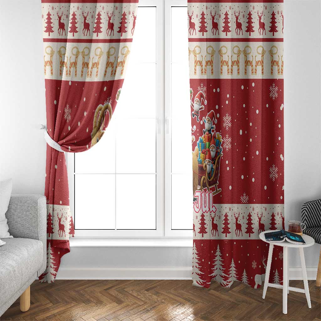 Sweden Christmas Window Curtain God Jul Nordic Julbock - Wonder Print Shop