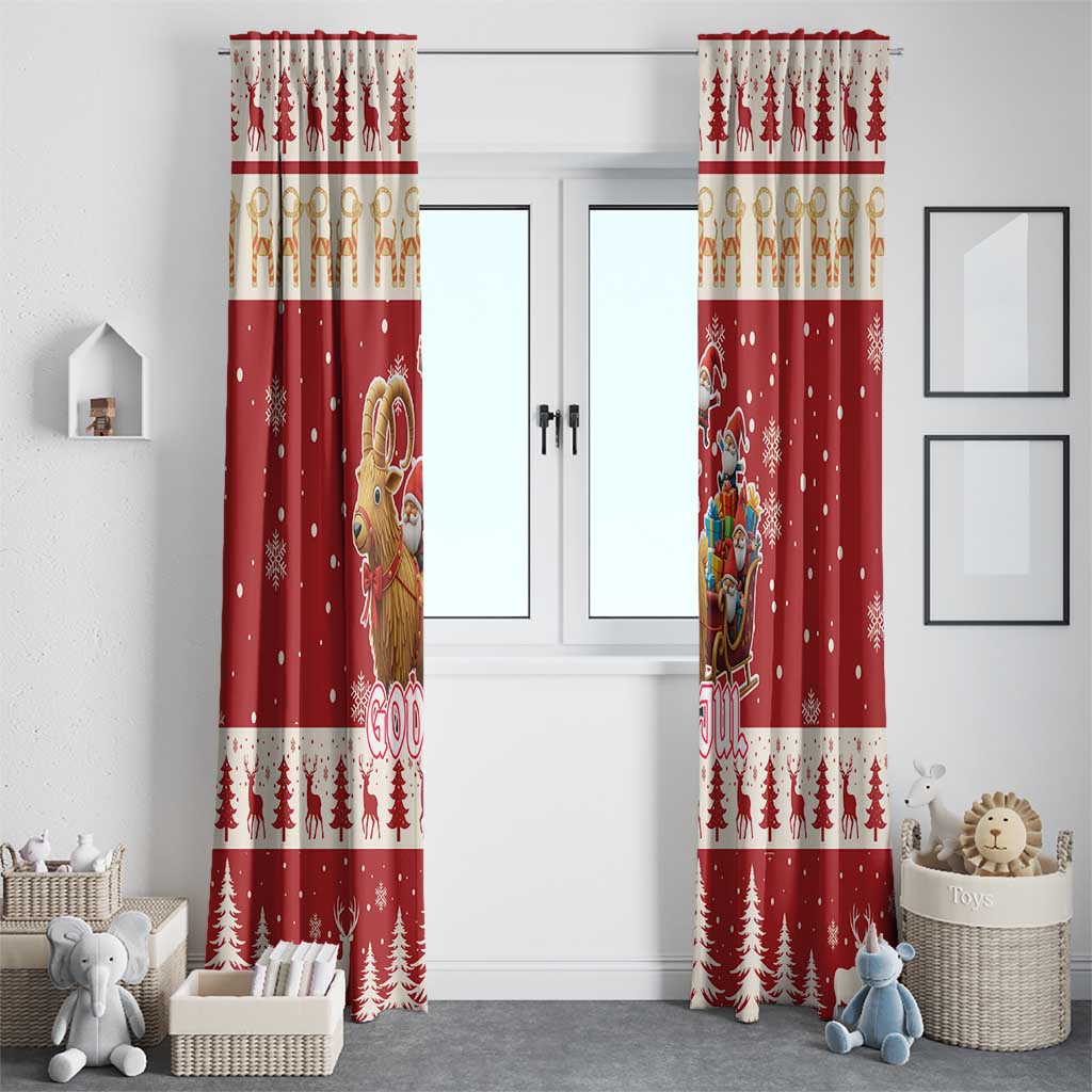 Sweden Christmas Window Curtain God Jul Nordic Julbock - Wonder Print Shop