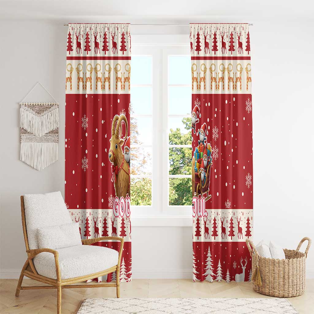 Sweden Christmas Window Curtain God Jul Nordic Julbock - Wonder Print Shop