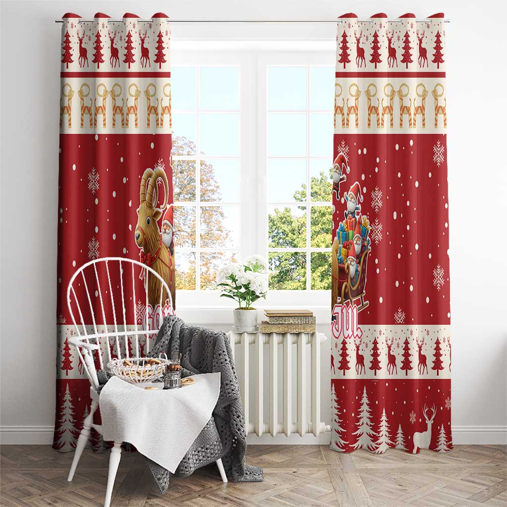 Sweden Christmas Window Curtain God Jul Nordic Julbock - Wonder Print Shop