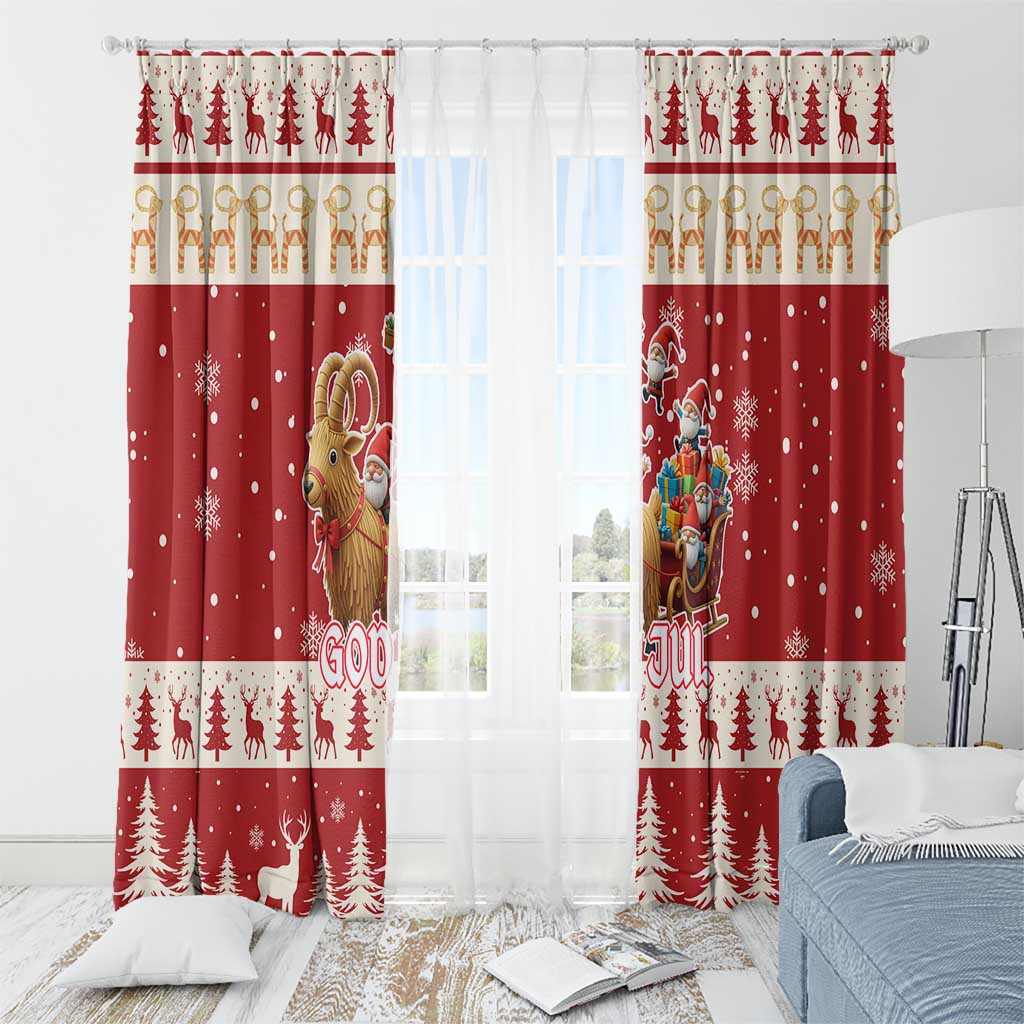 Sweden Christmas Window Curtain God Jul Nordic Julbock - Wonder Print Shop
