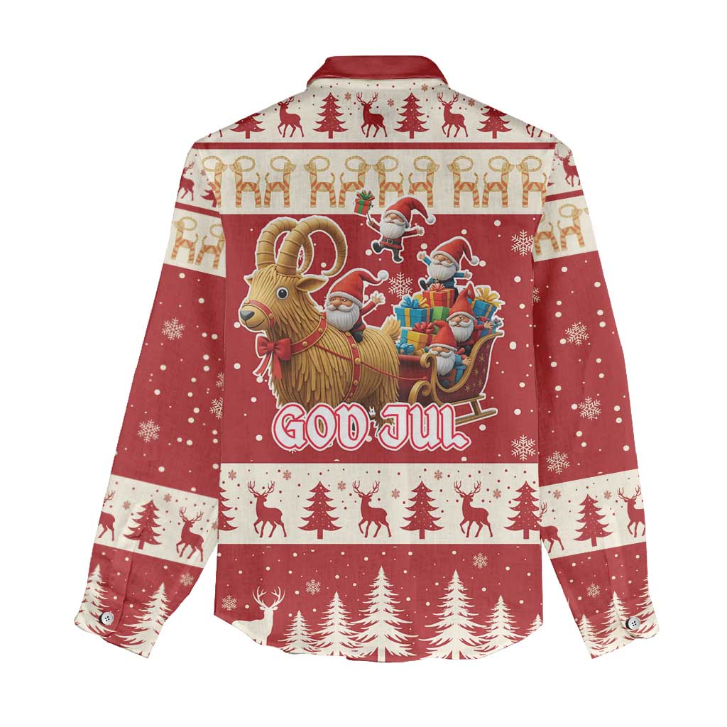 Sweden Christmas Women Casual Shirt God Jul Nordic Julbock - Wonder Print Shop