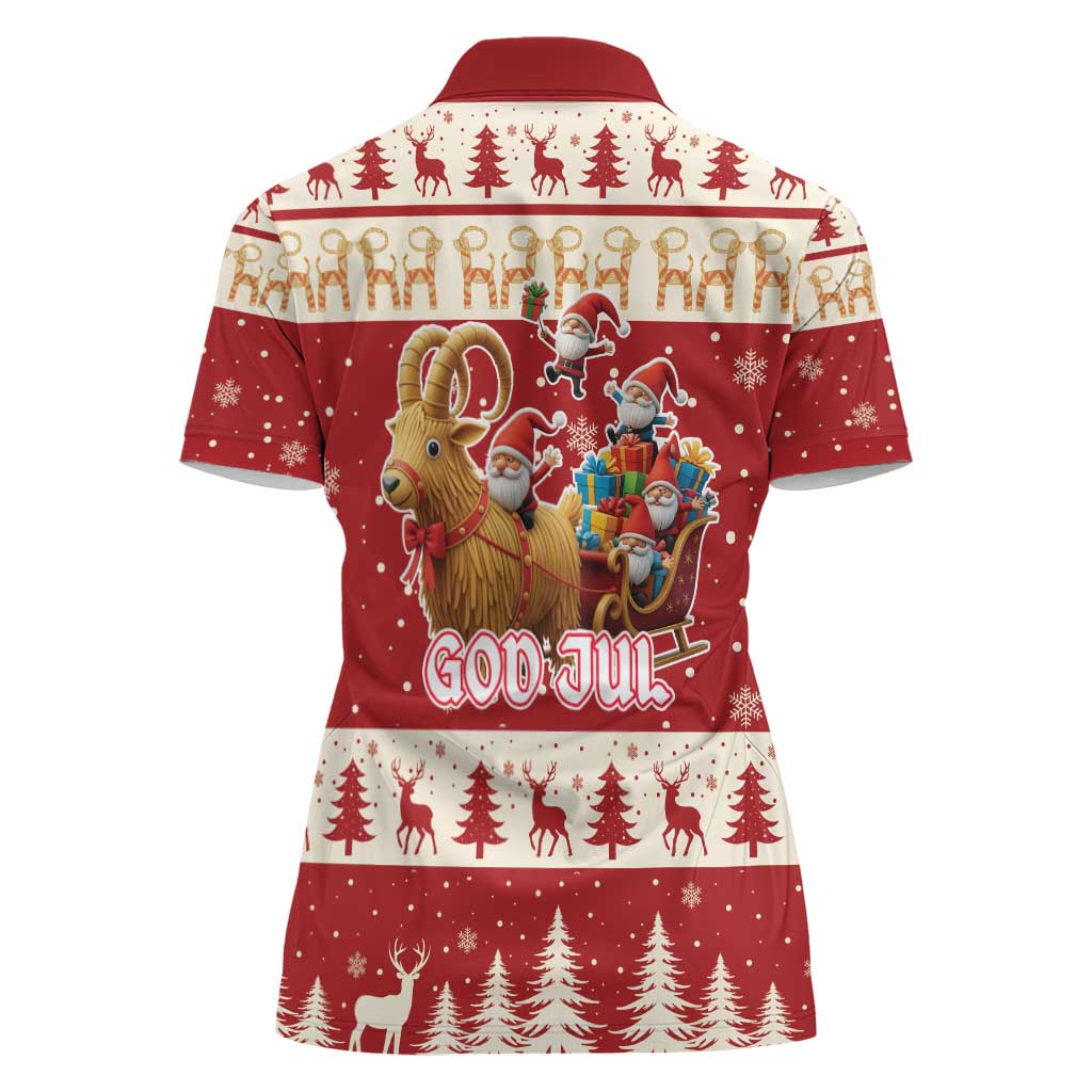 Sweden Christmas Women Polo Shirt God Jul Nordic Julbock - Wonder Print Shop
