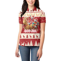 Sweden Christmas Women Polo Shirt God Jul Nordic Julbock - Wonder Print Shop
