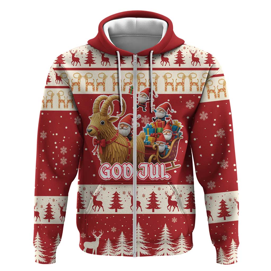 Sweden Christmas Zip Hoodie God Jul Nordic Julbock - Wonder Print Shop