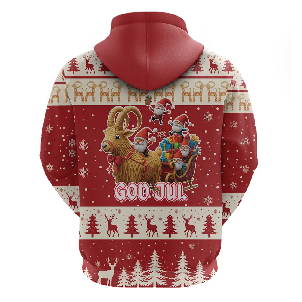 Sweden Christmas Zip Hoodie God Jul Nordic Julbock - Wonder Print Shop