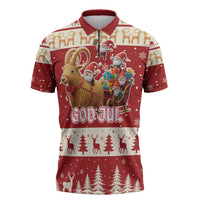 Sweden Christmas Zipper Polo Shirt God Jul Nordic Julbock - Wonder Print Shop