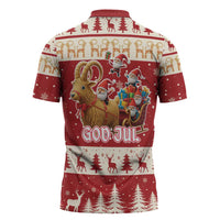 Sweden Christmas Zipper Polo Shirt God Jul Nordic Julbock - Wonder Print Shop