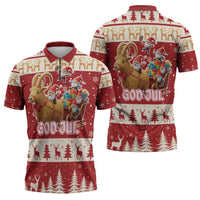 Sweden Christmas Zipper Polo Shirt God Jul Nordic Julbock - Wonder Print Shop