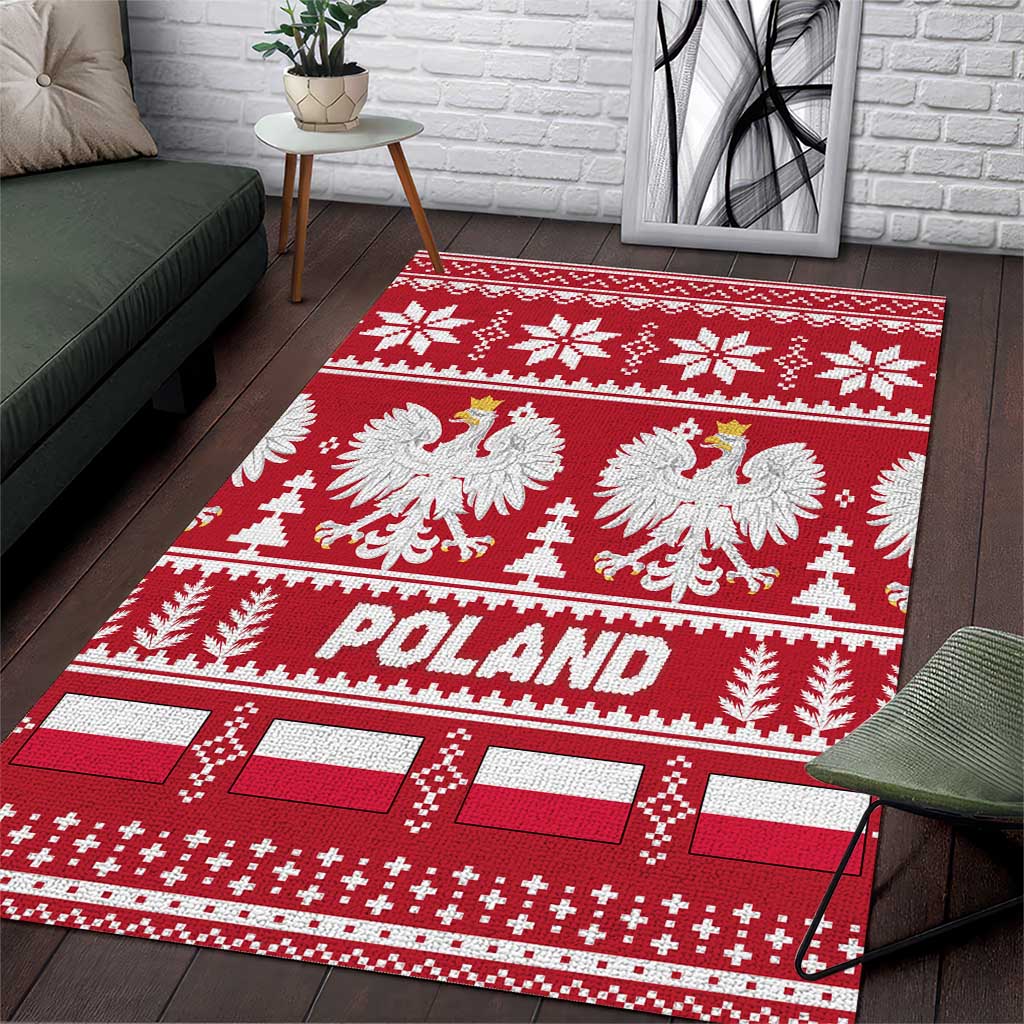 Poland Christmas Area Rug Emblem With Flag Style - Wonder Print Shop