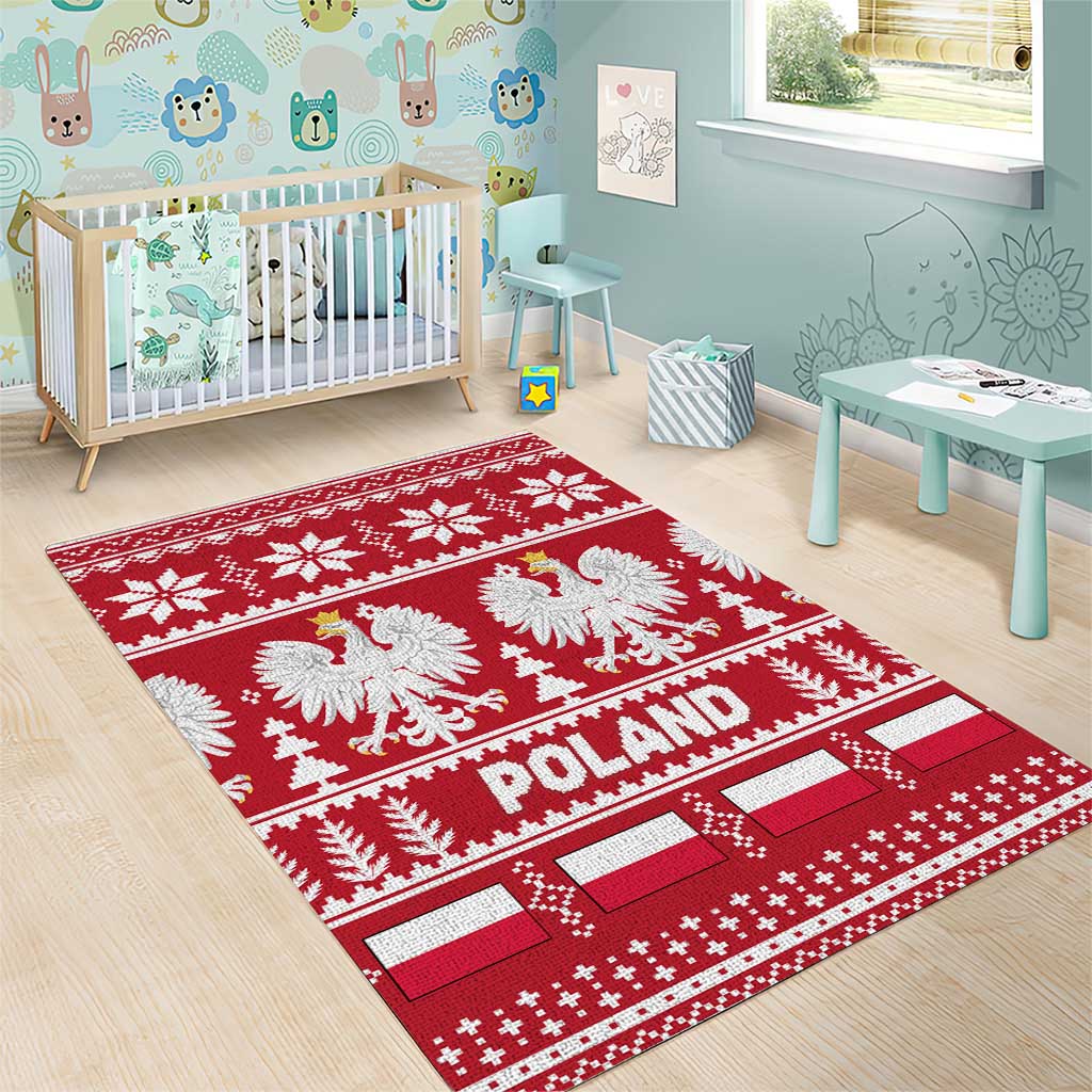 Poland Christmas Area Rug Emblem With Flag Style - Wonder Print Shop