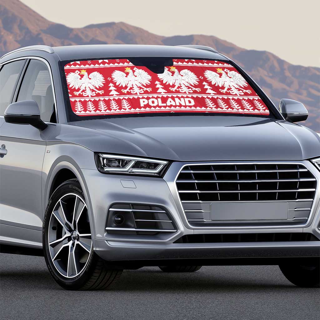 Poland Christmas Auto Sun Shade Emblem With Flag Style - Wonder Print Shop