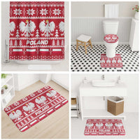 Poland Christmas Bathroom Set Emblem With Flag Style - Wonder Print Shop