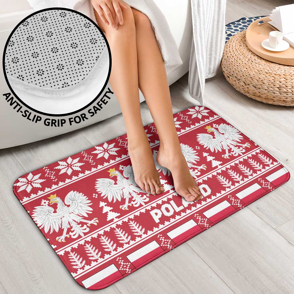 Poland Christmas Bathroom Set Emblem With Flag Style - Wonder Print Shop