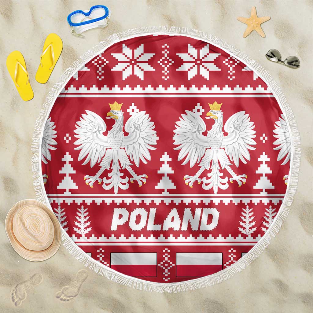 Poland Christmas Beach Blanket Emblem With Flag Style - Wonder Print Shop