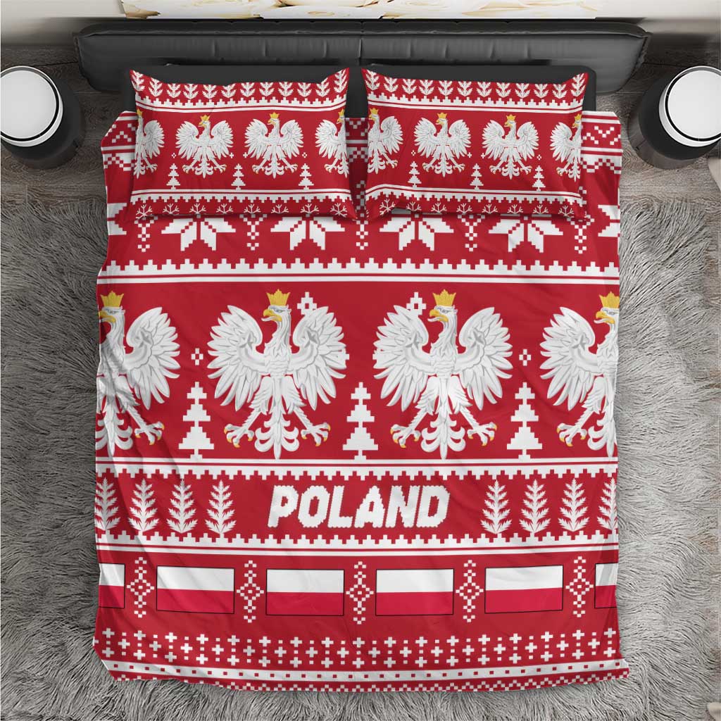 Poland Christmas Bedding Set Emblem With Flag Style - Wonder Print Shop