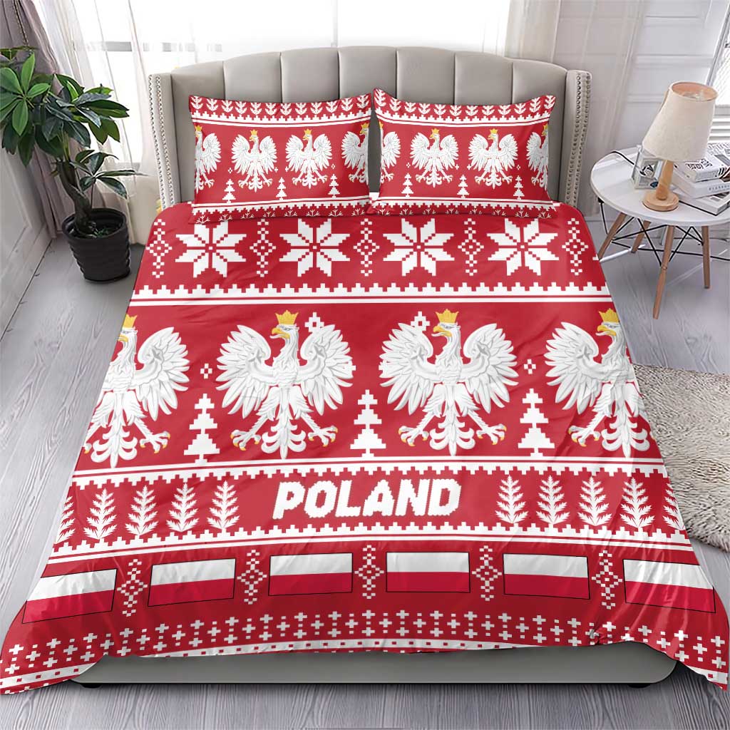 Poland Christmas Bedding Set Emblem With Flag Style - Wonder Print Shop