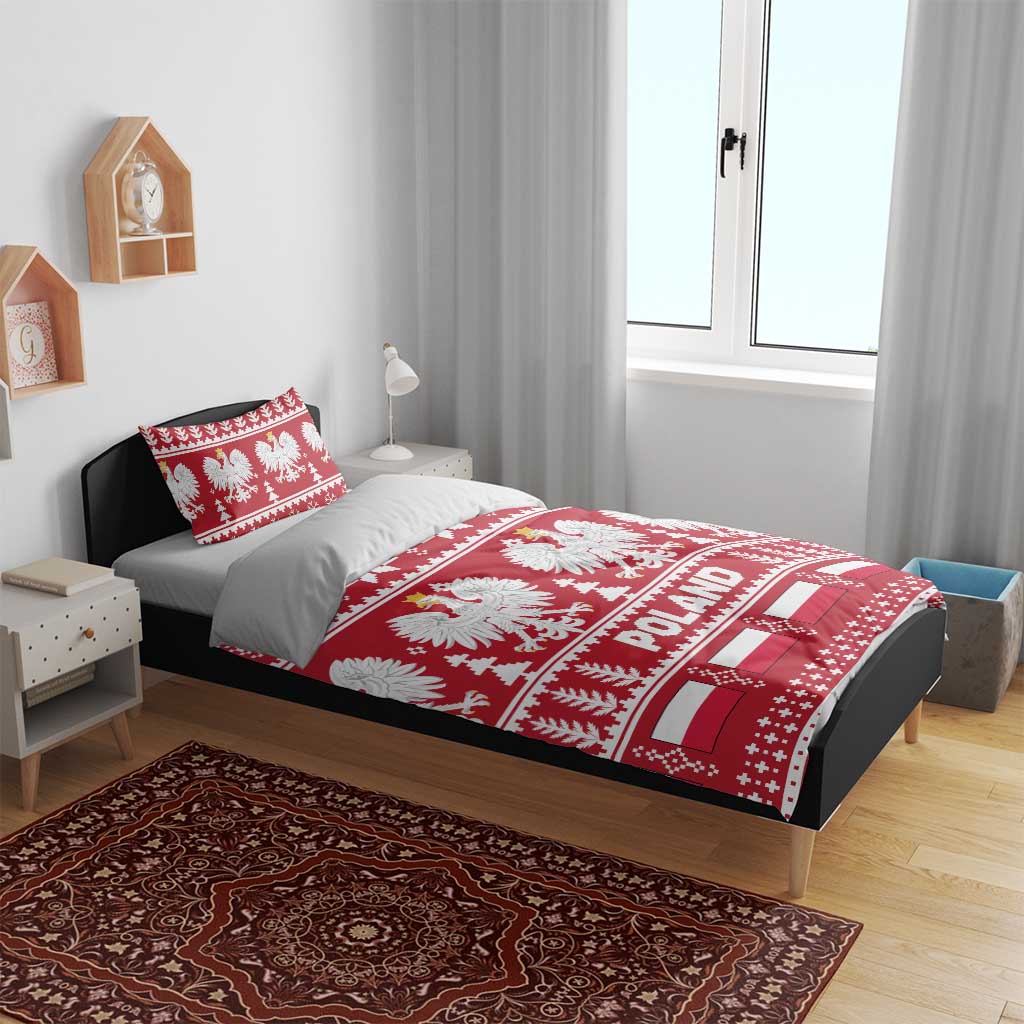 Poland Christmas Bedding Set Emblem With Flag Style - Wonder Print Shop