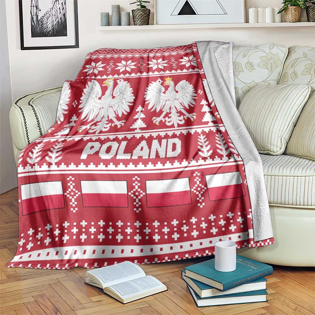 Poland Christmas Blanket Emblem With Flag Style - Wonder Print Shop
