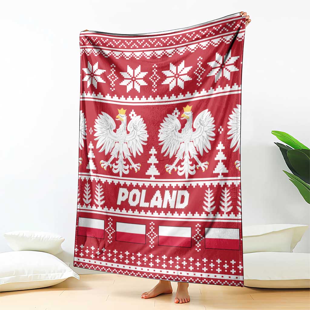 Poland Christmas Blanket Emblem With Flag Style - Wonder Print Shop