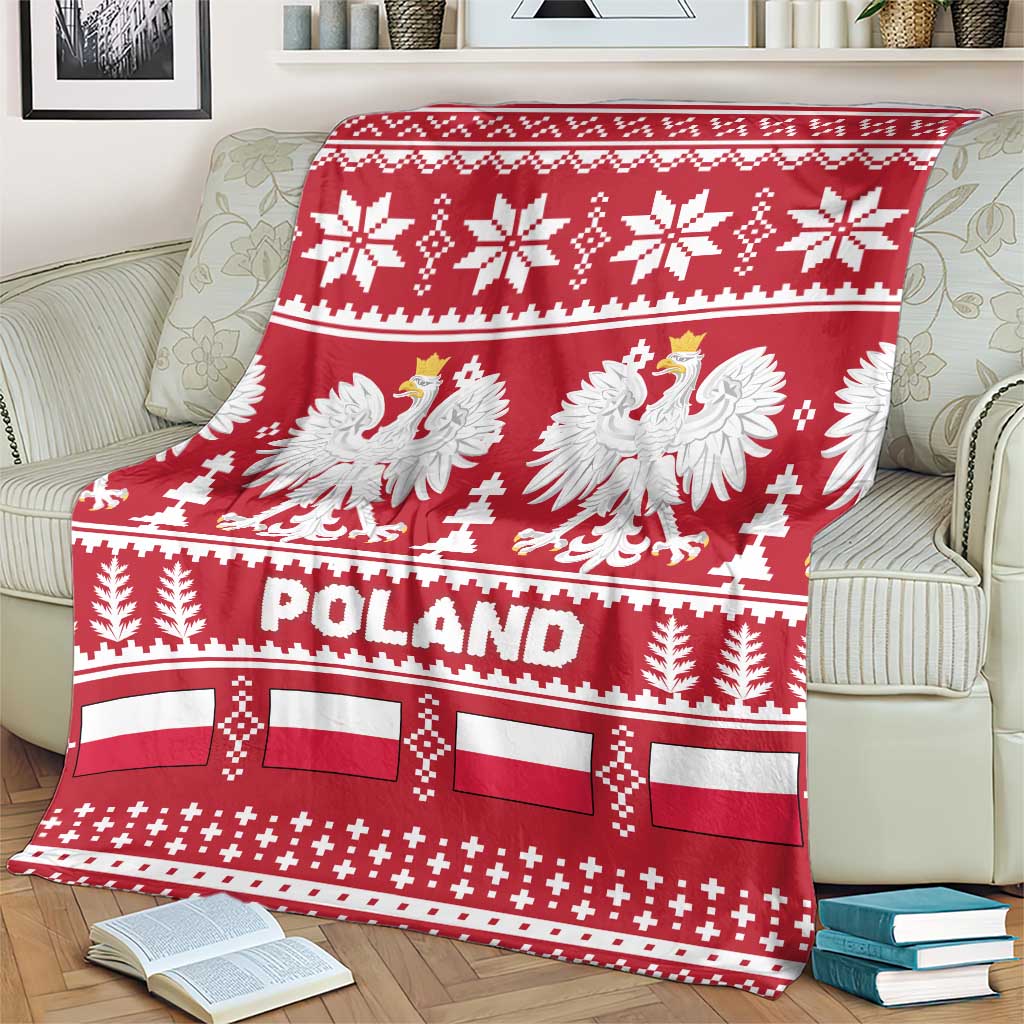 Poland Christmas Blanket Emblem With Flag Style - Wonder Print Shop