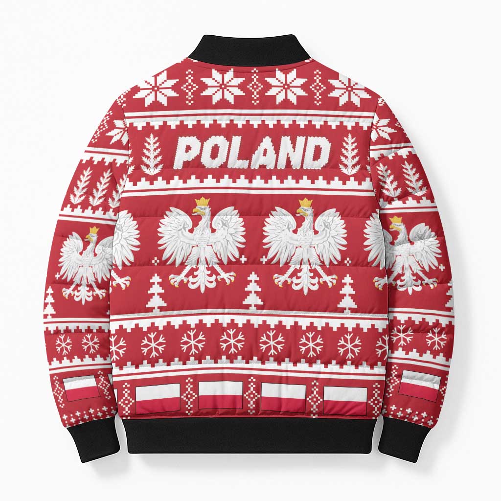 Poland Christmas Bomber Puffer Jacket Emblem With Flag Style - Wonder Print Shop
