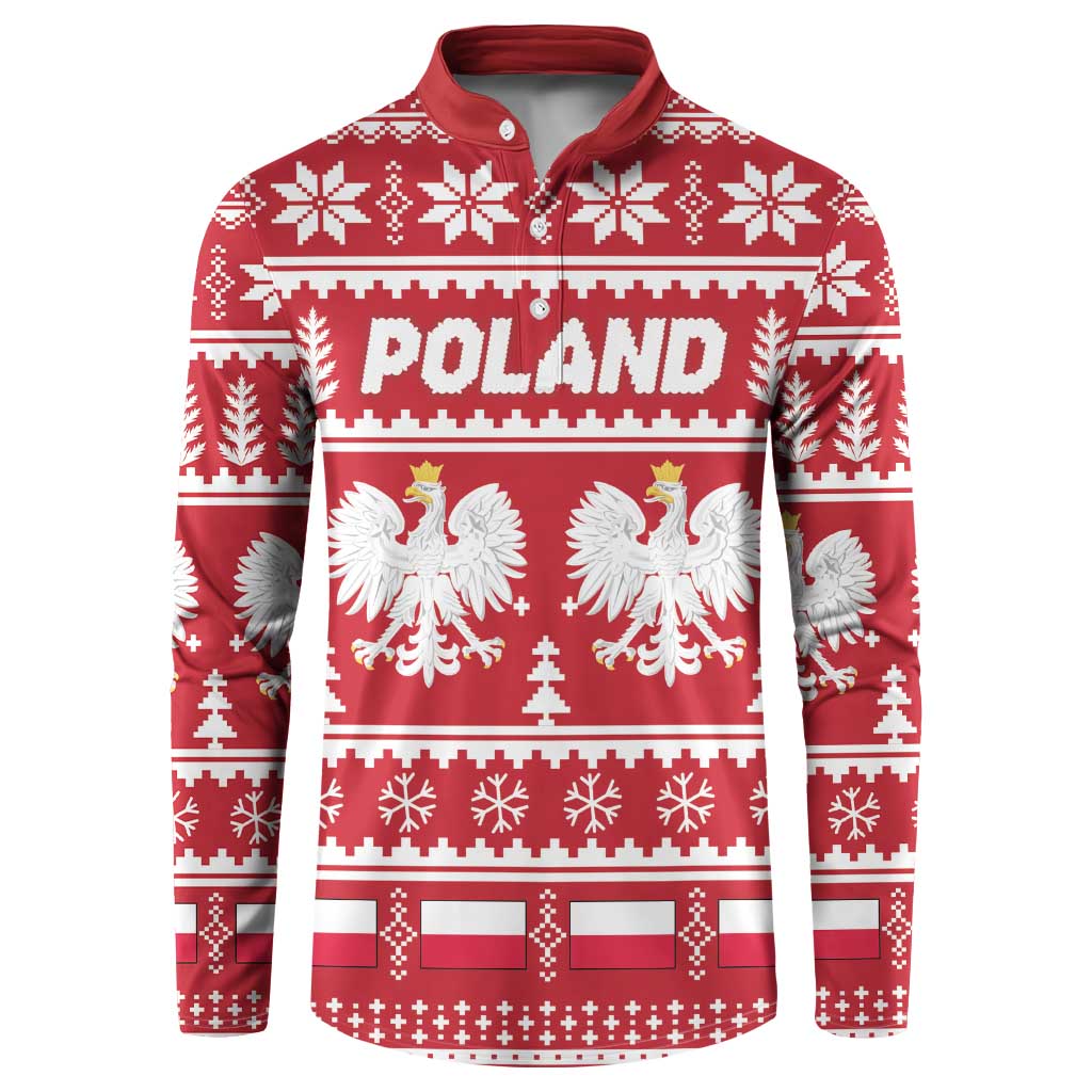 Poland Christmas Button Sweatshirt Emblem With Flag Style - Wonder Print Shop