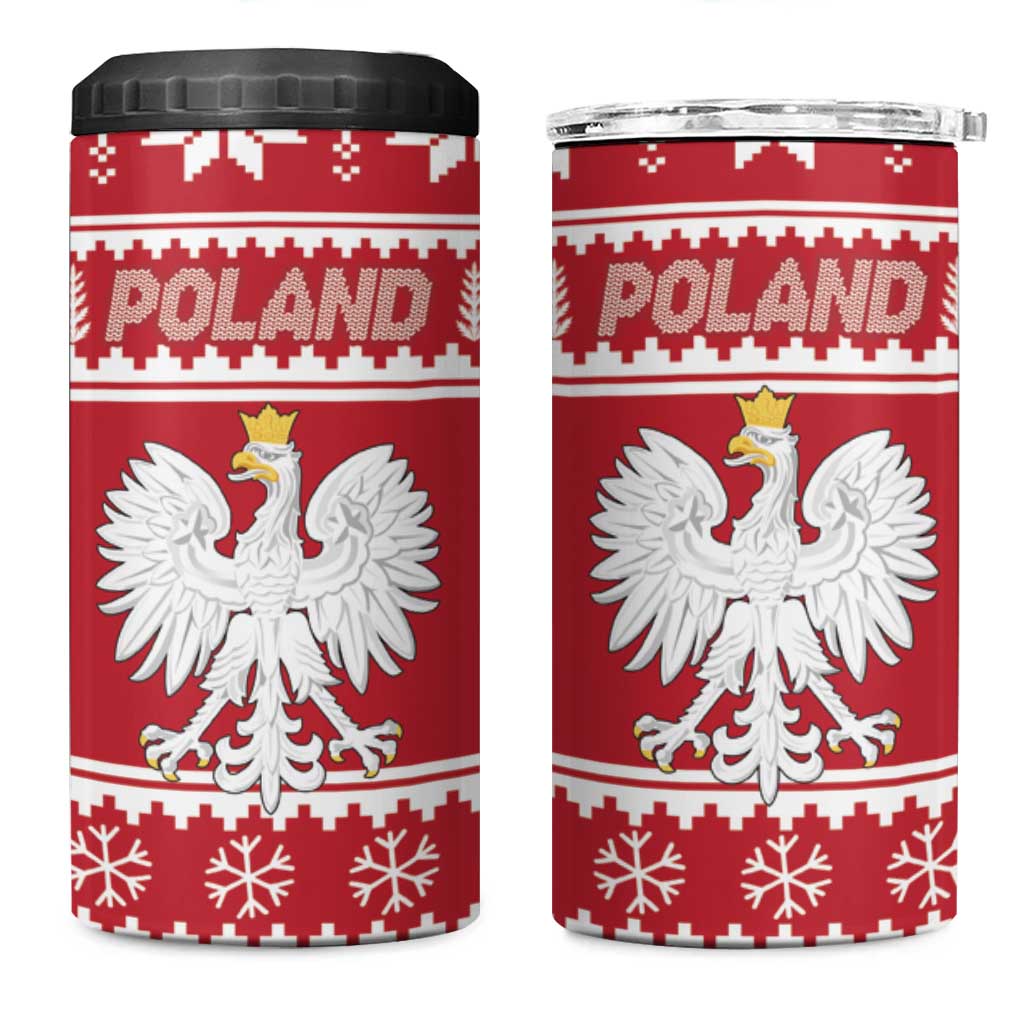 Poland Christmas 4 in 1 Can Cooler Tumbler Emblem With Flag Style - Wonder Print Shop