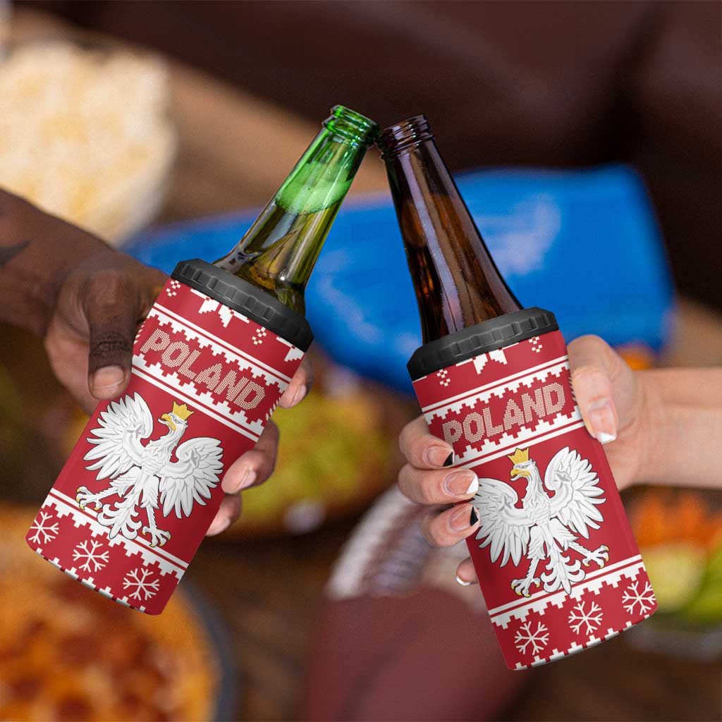 Poland Christmas 4 in 1 Can Cooler Tumbler Emblem With Flag Style - Wonder Print Shop