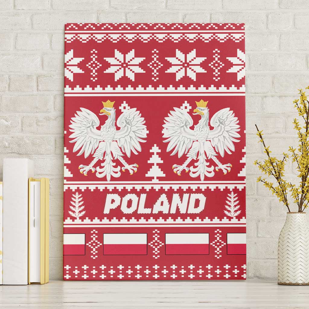 Poland Christmas Canvas Wall Art Emblem With Flag Style - Wonder Print Shop