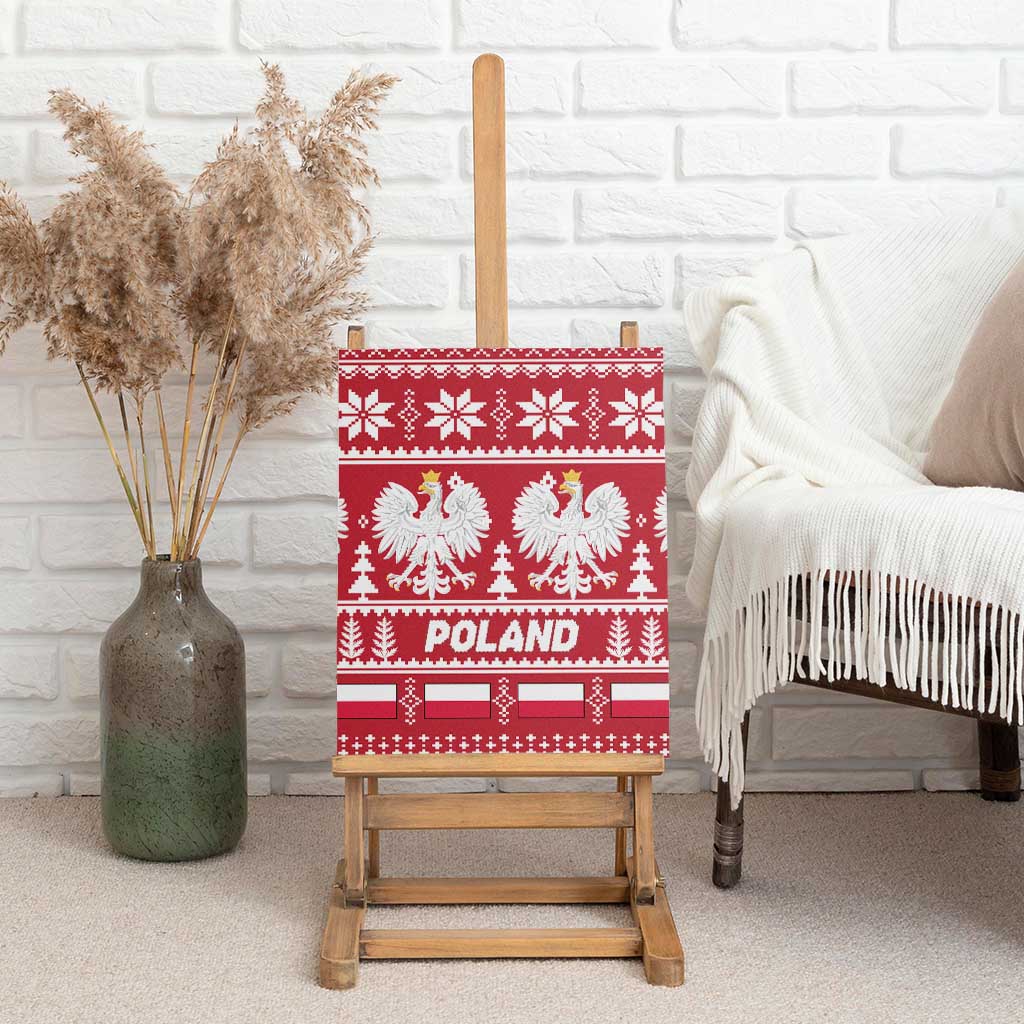 Poland Christmas Canvas Wall Art Emblem With Flag Style - Wonder Print Shop