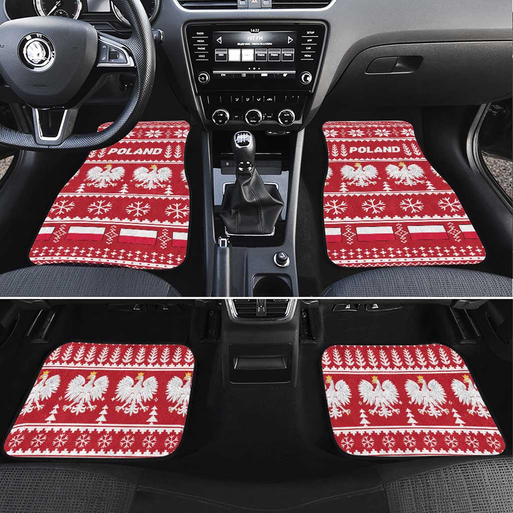Poland Christmas Car Mats Emblem With Flag Style - Wonder Print Shop