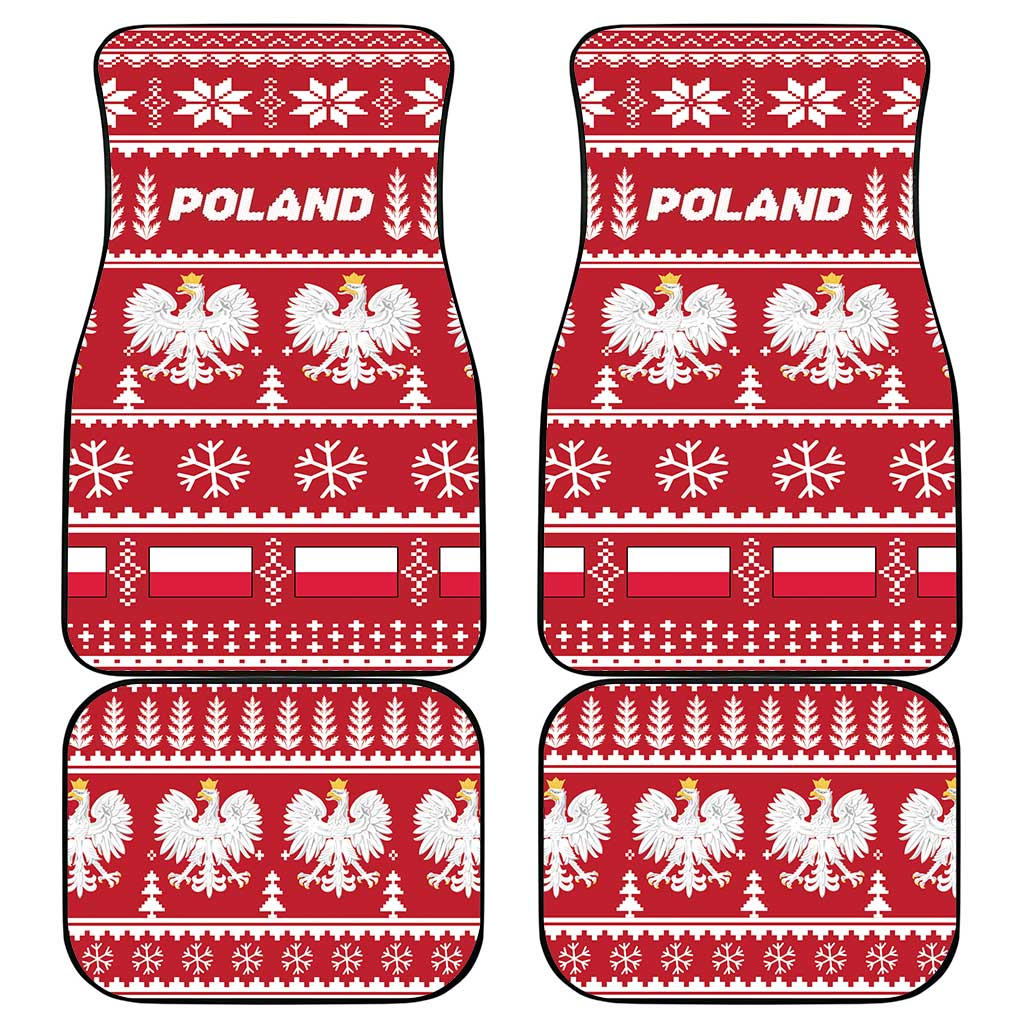 Poland Christmas Car Mats Emblem With Flag Style - Wonder Print Shop