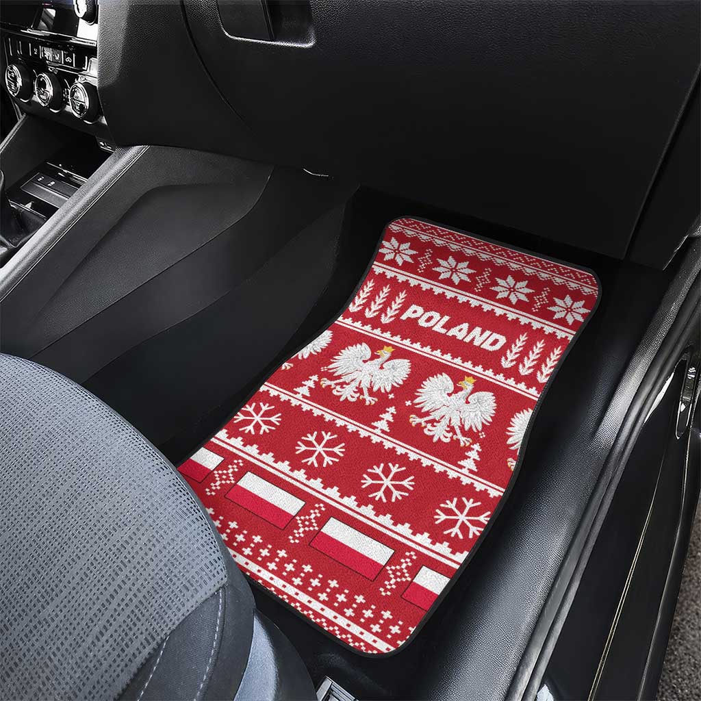Poland Christmas Car Mats Emblem With Flag Style - Wonder Print Shop