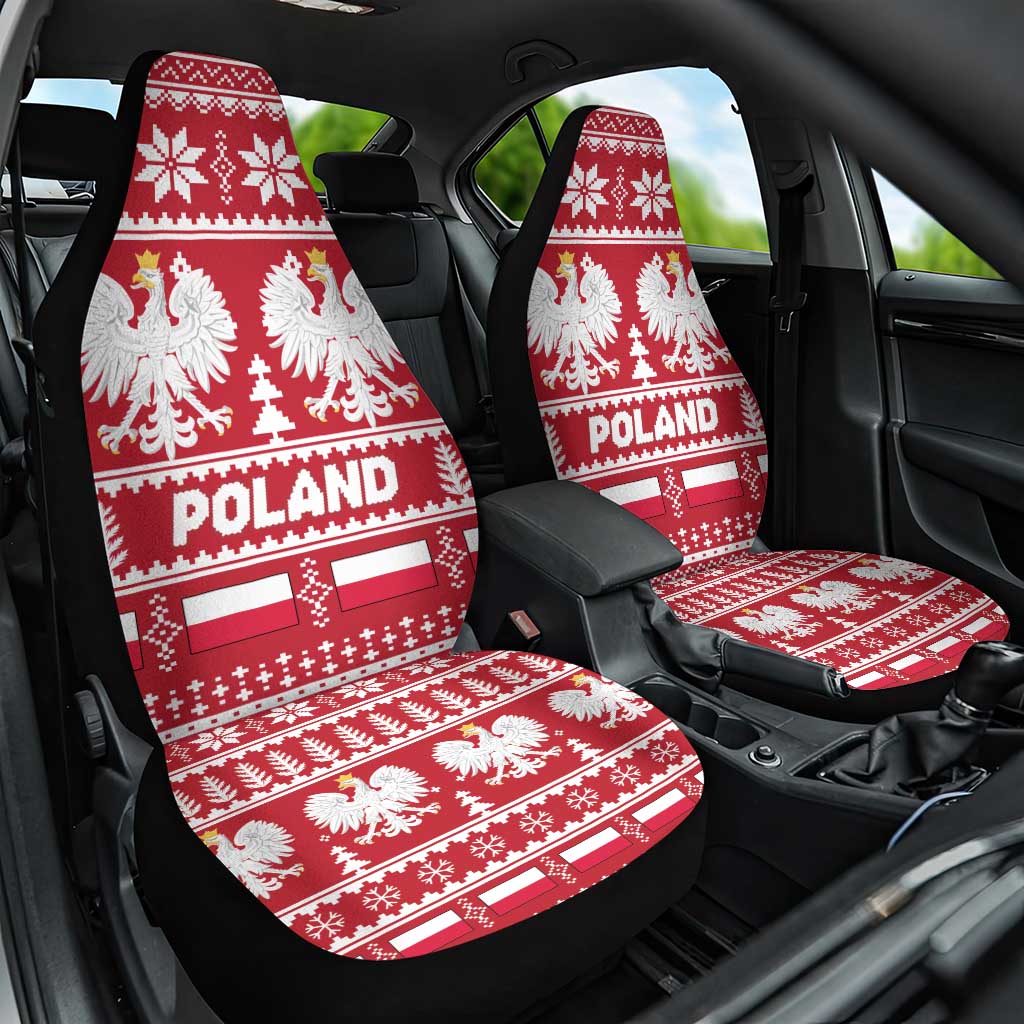Poland Christmas Car Seat Cover Emblem With Flag Style - Wonder Print Shop