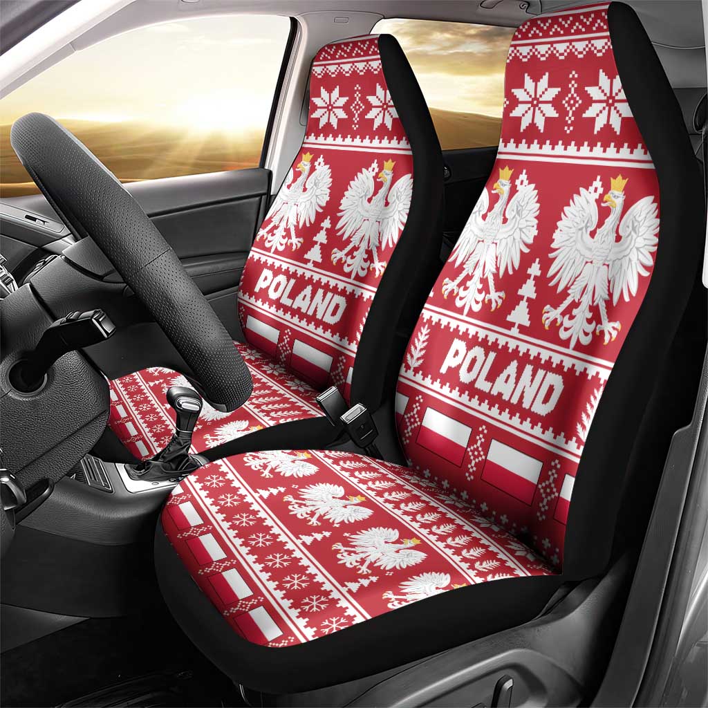 Poland Christmas Car Seat Cover Emblem With Flag Style - Wonder Print Shop