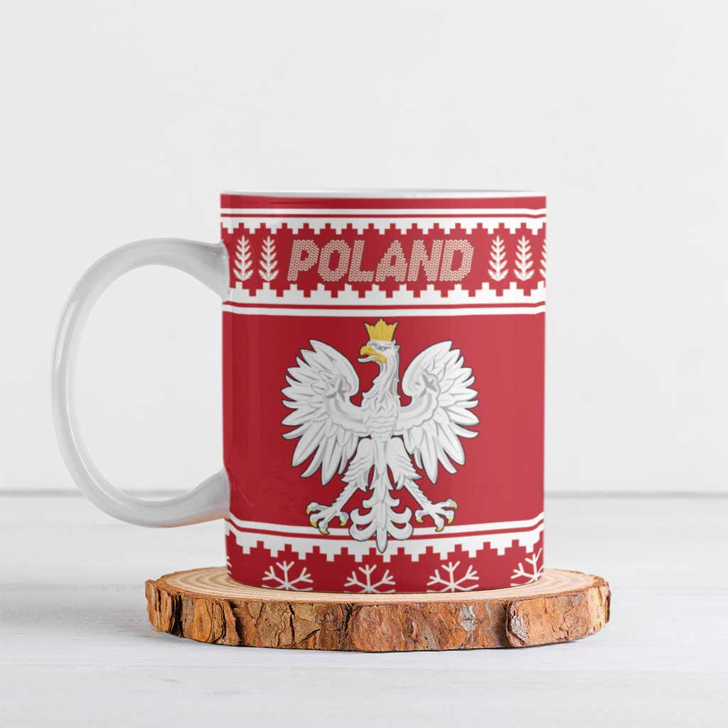 Poland Christmas Ceramic Mug Emblem With Flag Style - Wonder Print Shop