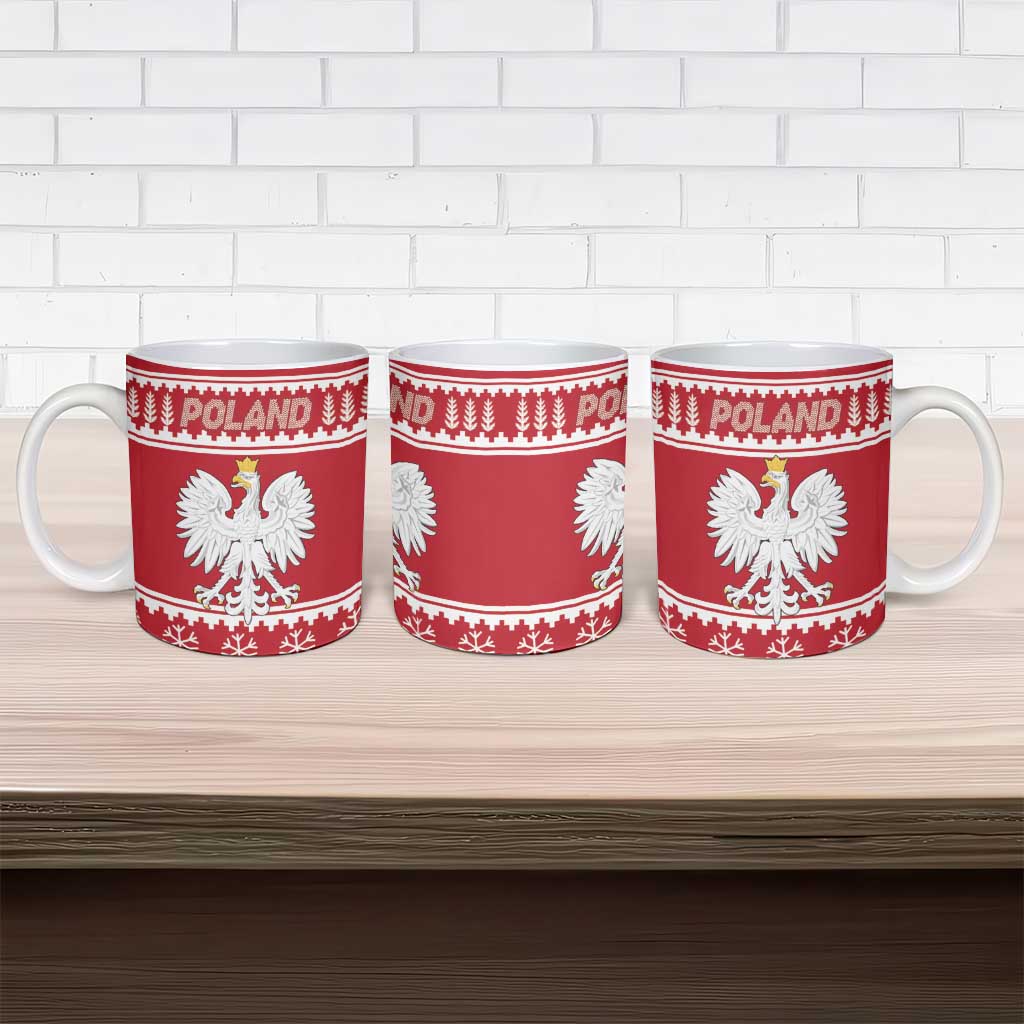 Poland Christmas Ceramic Mug Emblem With Flag Style - Wonder Print Shop