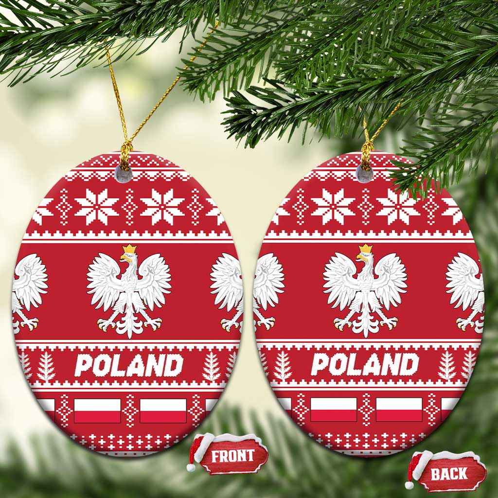 Poland Christmas Ceramic Ornament Emblem With Flag Style - Wonder Print Shop