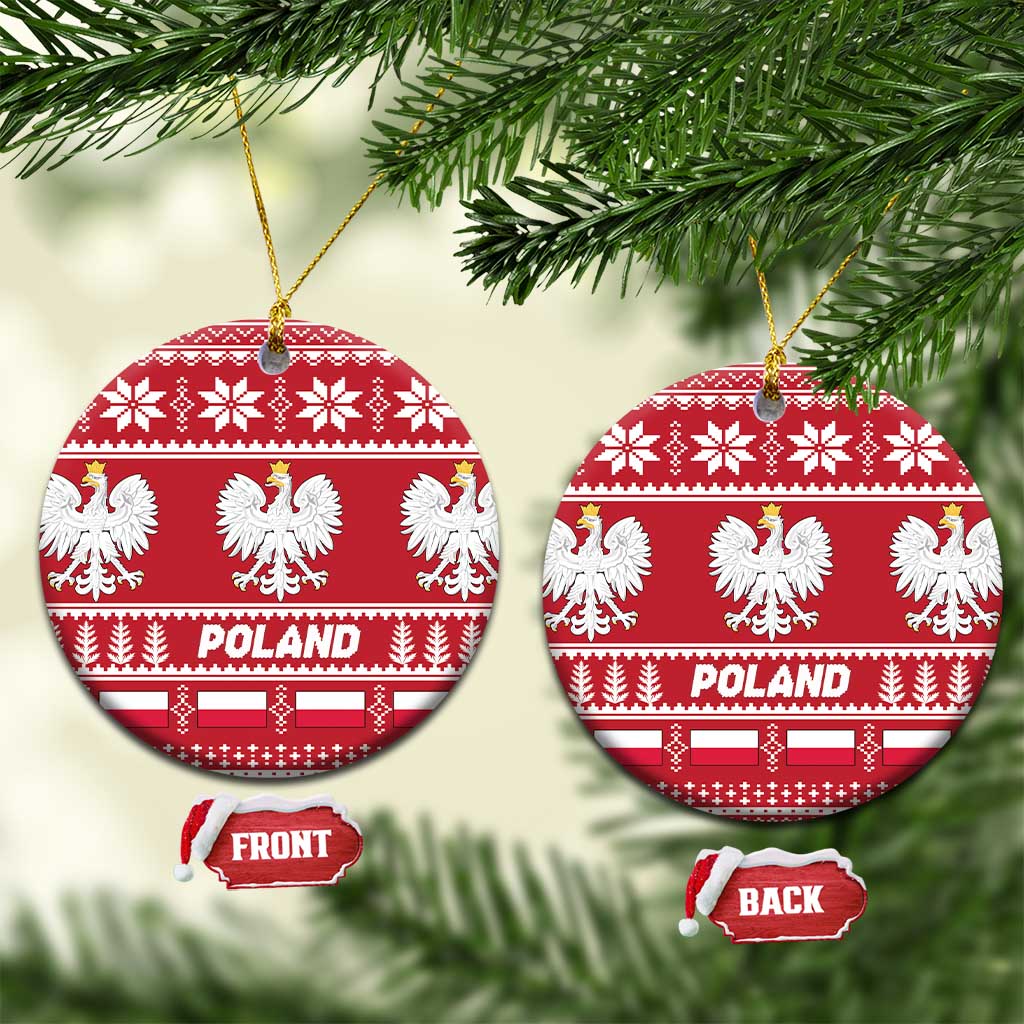 Poland Christmas Ceramic Ornament Emblem With Flag Style - Wonder Print Shop