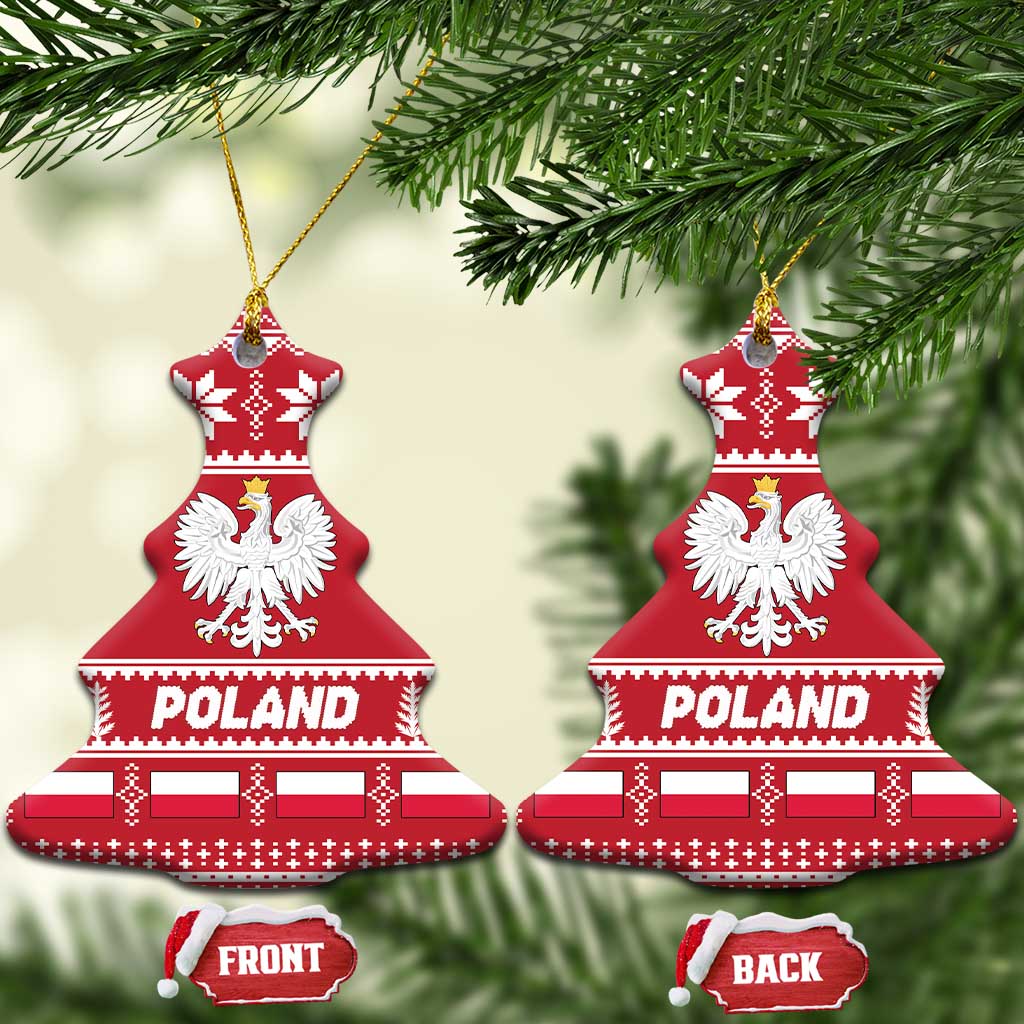 Poland Christmas Ceramic Ornament Emblem With Flag Style - Wonder Print Shop