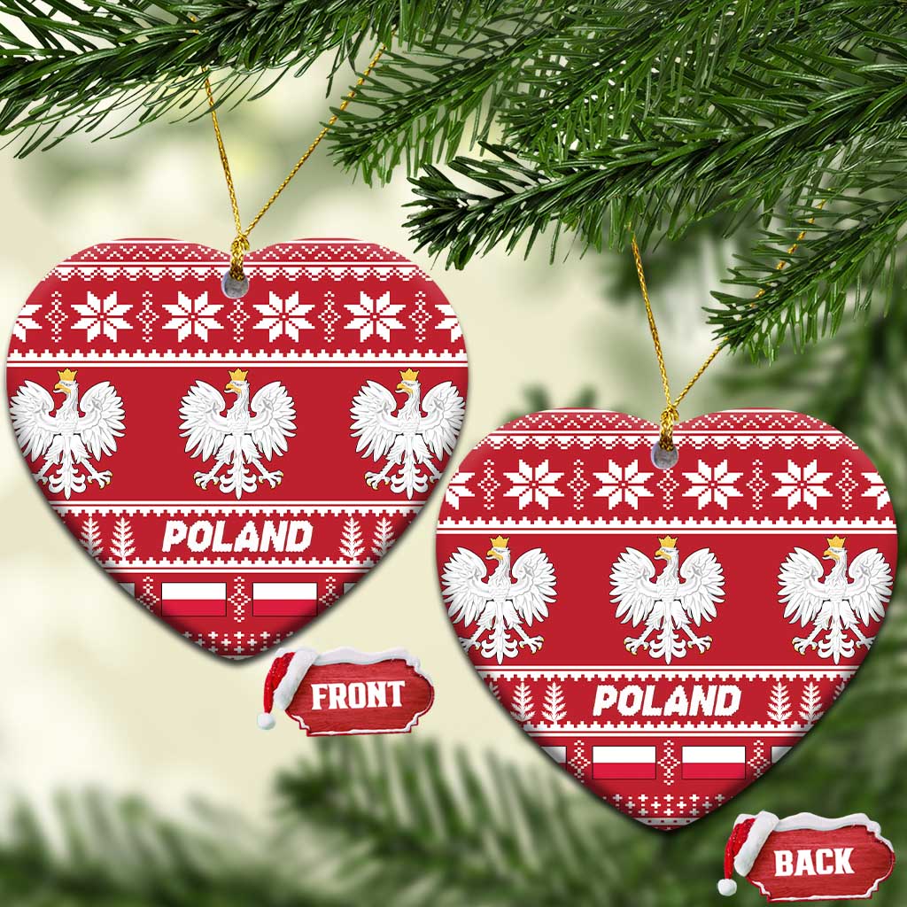 Poland Christmas Ceramic Ornament Emblem With Flag Style - Wonder Print Shop